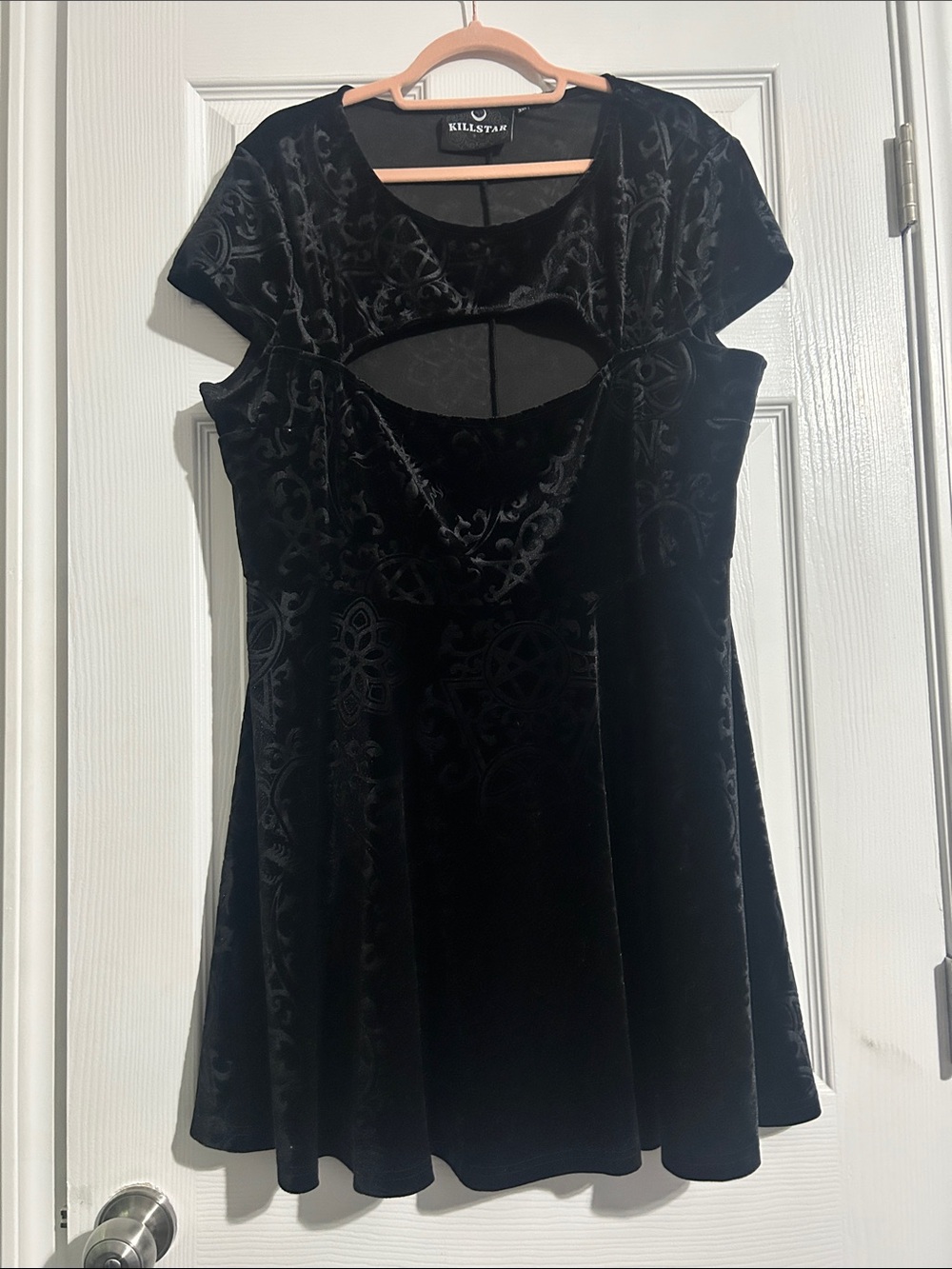 Killstar Black Velvet Keyhole Fit & Flare Mini Dress